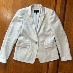 J. Crew Regent blazer jacket coat cream linen blend  metallic threads 12 EUC